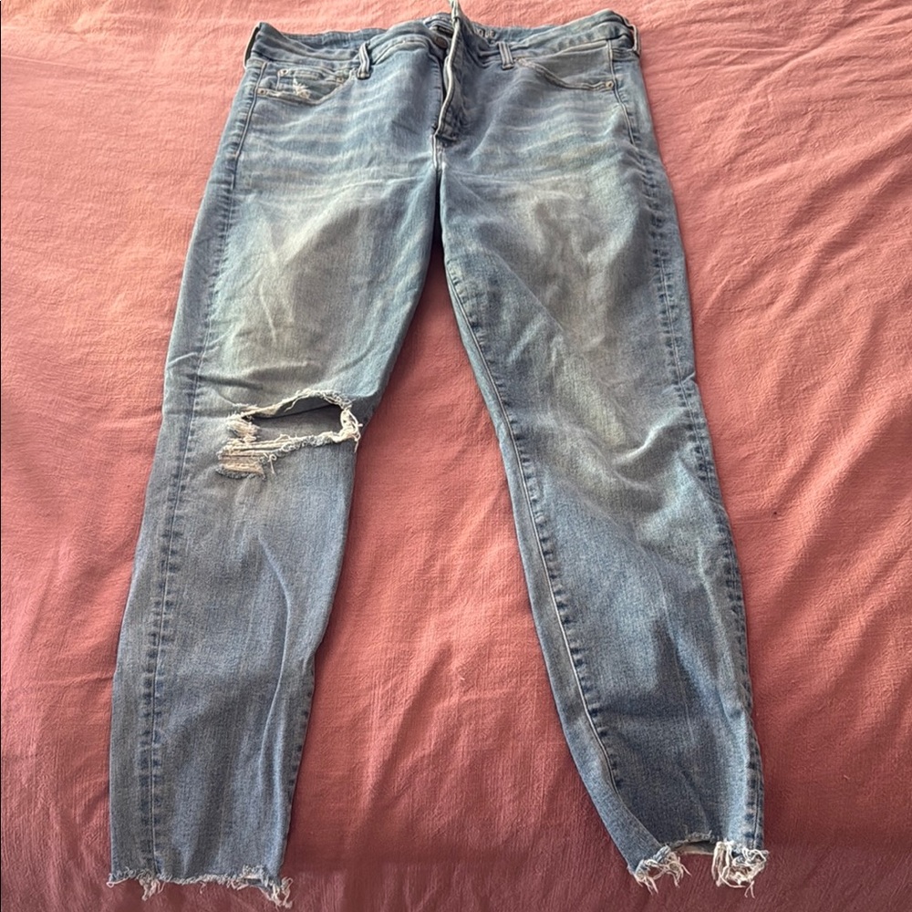 Women's Distressed Blue Jeans